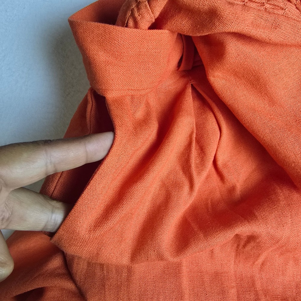 Monteau Los Angeles NWT Orange Strapless Linen Blend Wide Leg Belted Jumpsuit M - Picture 5 of 12